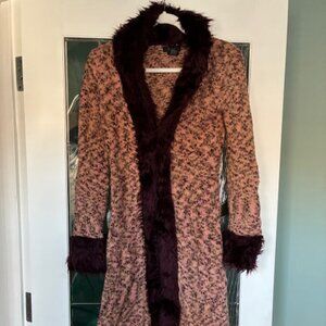 FRENCHI FAUX FUR, KNIT LONG CARDIGAN